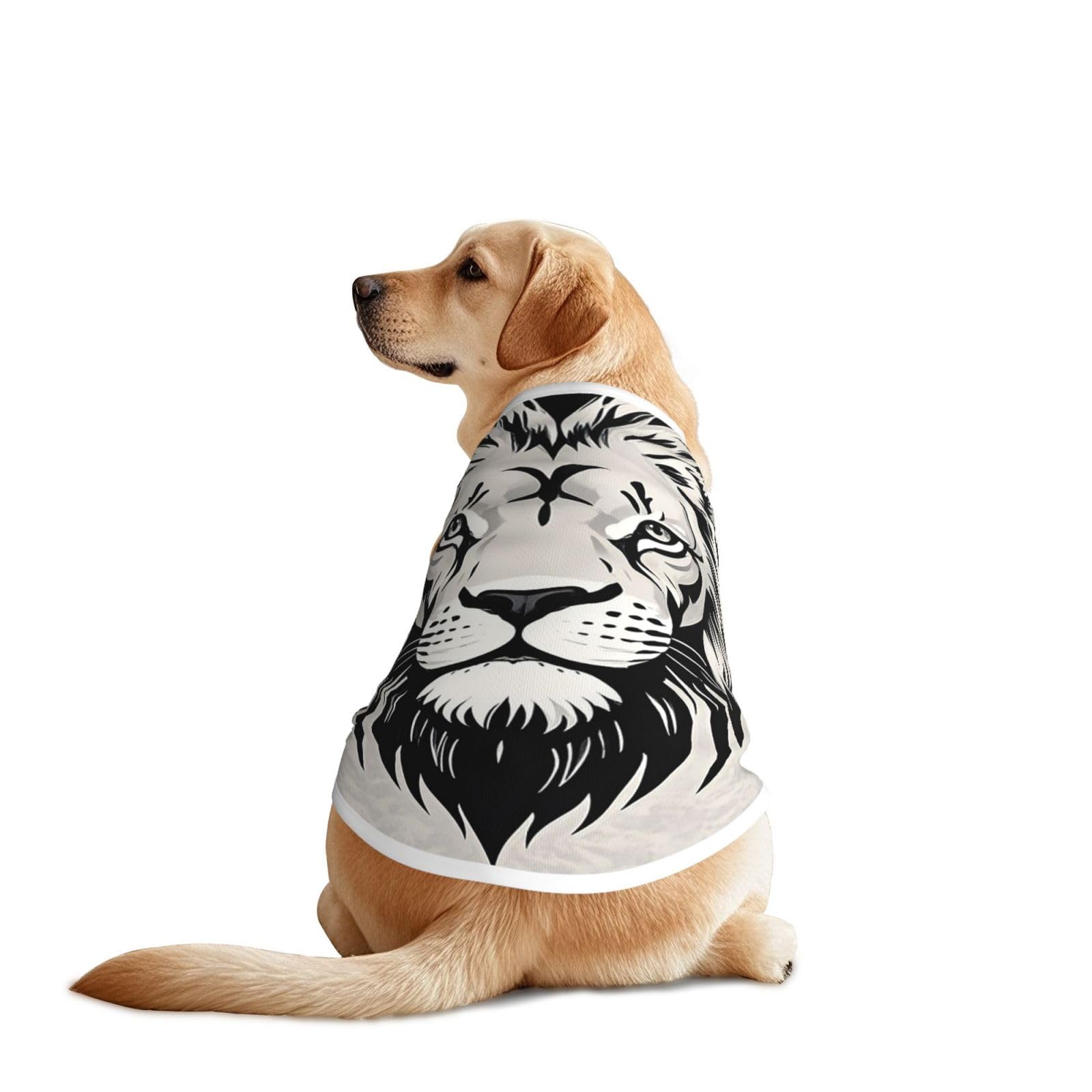 Dog Shirts for Large Dogs Pet Vest Short Sleeve Pet T-Shirt Black and White Lion Head Dog Clothes Pets Tee Shirt