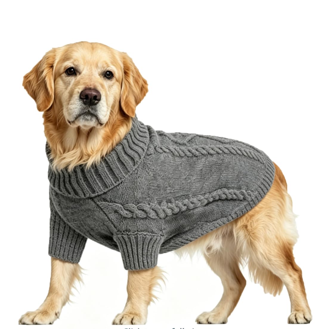 Cable Knit Turtleneck Dog Sweater, Soft Warm Pullover Pet Clothes for Small Medium Dogs, Fall Winter Dog Apparel with Multiple Colors (XS-XXL) (Grey, Medium)