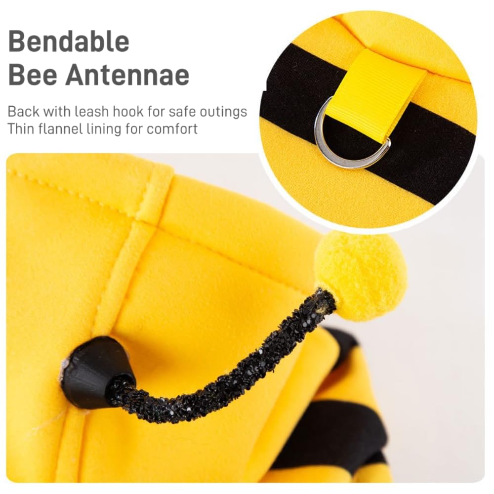 Cat Bee Antennae Costume Hoodies Cute Bee Stripes Dog Kitten Puppy Pet Apparel (Medium,Yellow&Black)