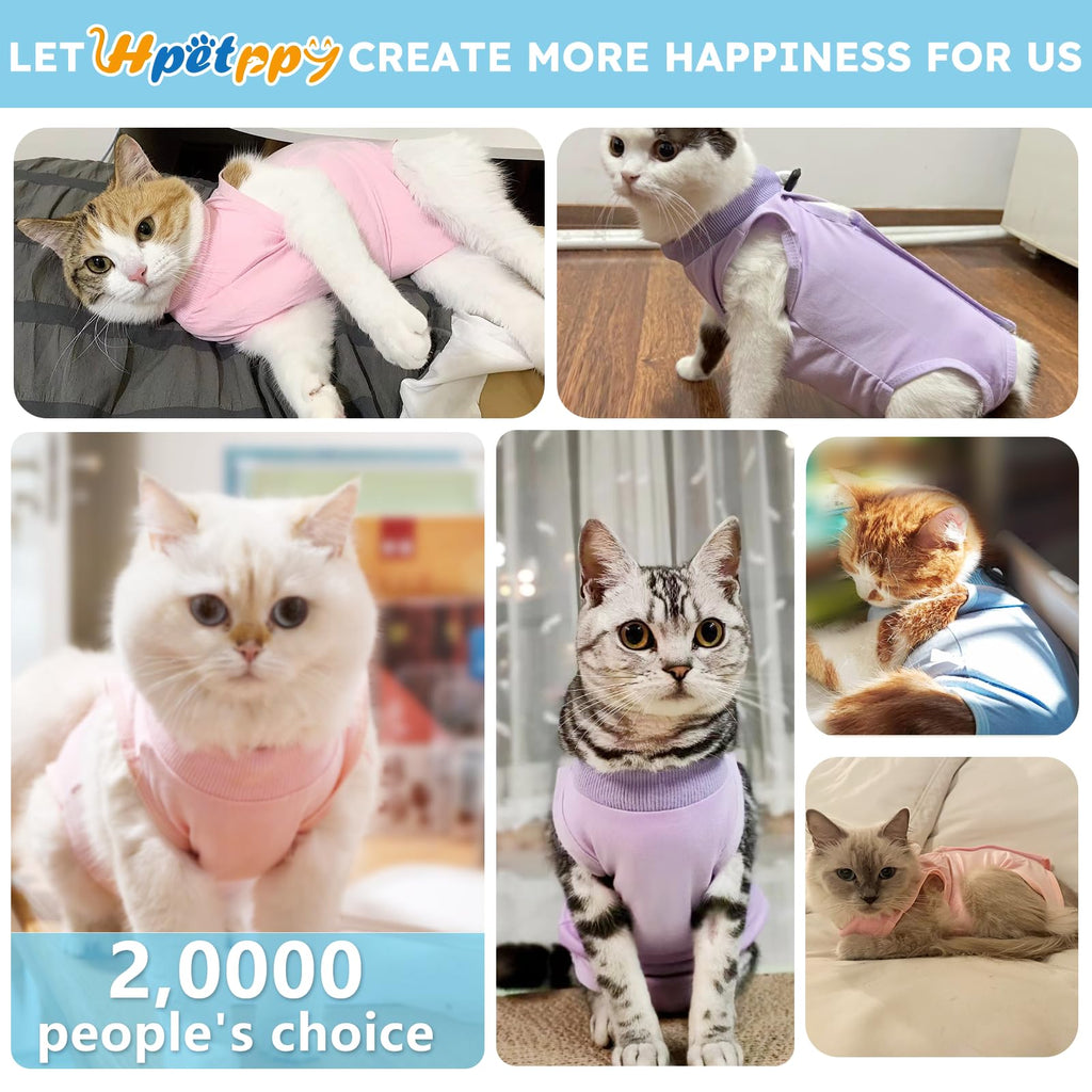 Hpetppy Recovery Suit for Cats After Surgery Soft Breathable Pet Bodysuit E-Collar & Cone Alternative Surgical Suit Kitten Wear Anti Licking Wounds Cat Onesie Cats Neuter Shirt Blue S