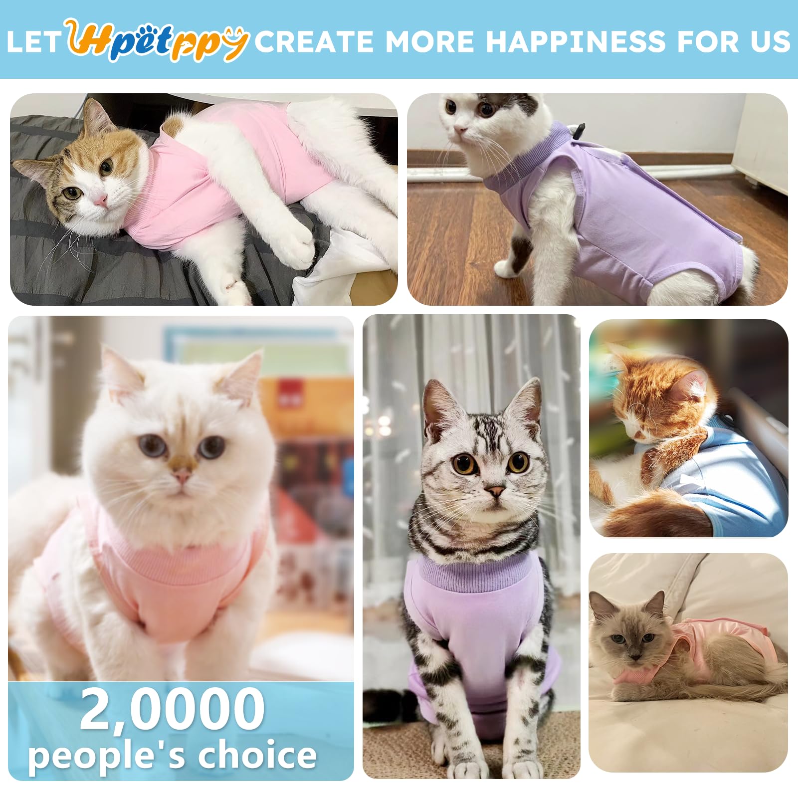 Hpetppy Recovery Suit for Cats After Surgery Soft Breathable Pet Bodysuit E-Collar & Cone Alternative Surgical Suit Kitten Wear Anti Licking Wounds Cat Onesie Cats Neuter Shirt Blue S