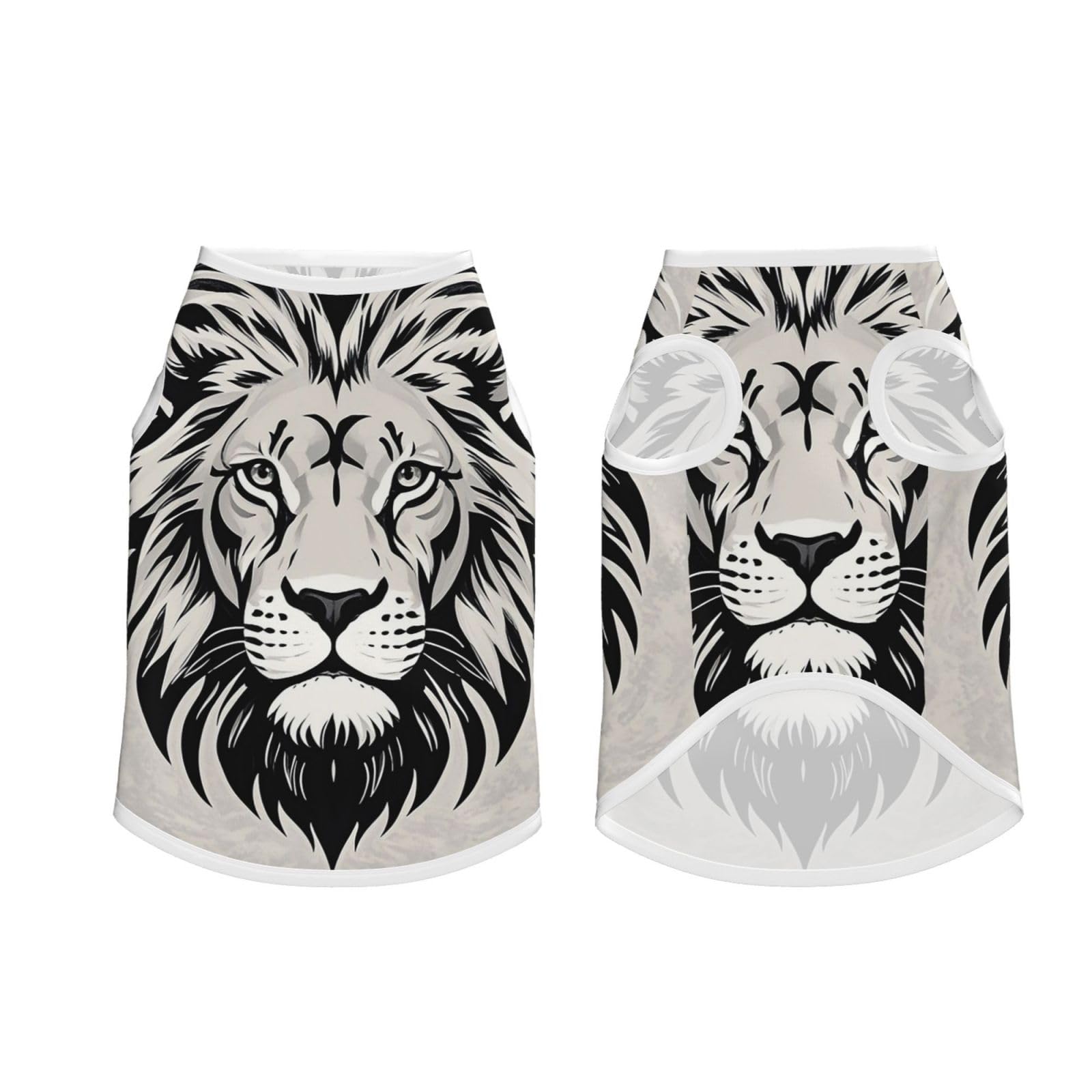 Dog Shirts for Large Dogs Pet Vest Short Sleeve Pet T-Shirt Black and White Lion Head Dog Clothes Pets Tee Shirt