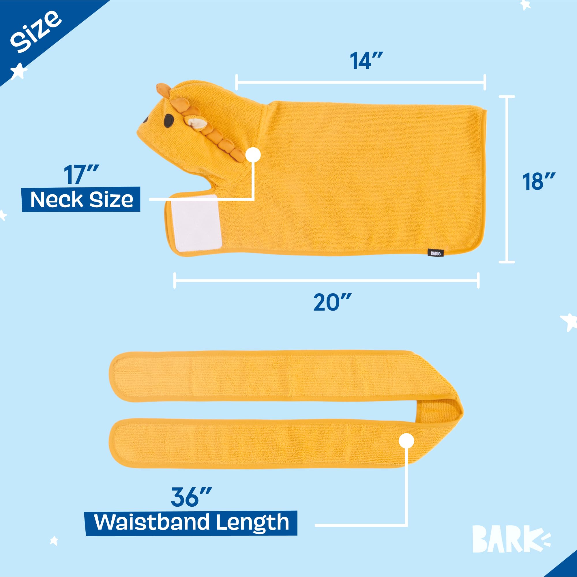 Barkbox Dog Bathrobe Fast Drying with Hook and Loop Closure & Wrap Tie Snuggle, Cute Dogs Clothes, Easy to Clean, Machine Washable, Dog Coats and Tumble Dry Low - Lion, Small