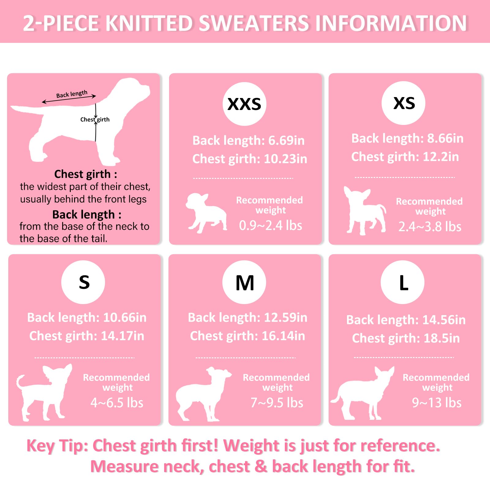 Kallfir's cutie XXS Dog Sweater, 2 Pieces Turtleneck Knitted Chihuahua Sweater Yorkie Teacup Dog Clothes Small Dogs Girl Winter Warm Sweaters Pet Cat Sweater Cold Weather Puppy Clothes XX-Small