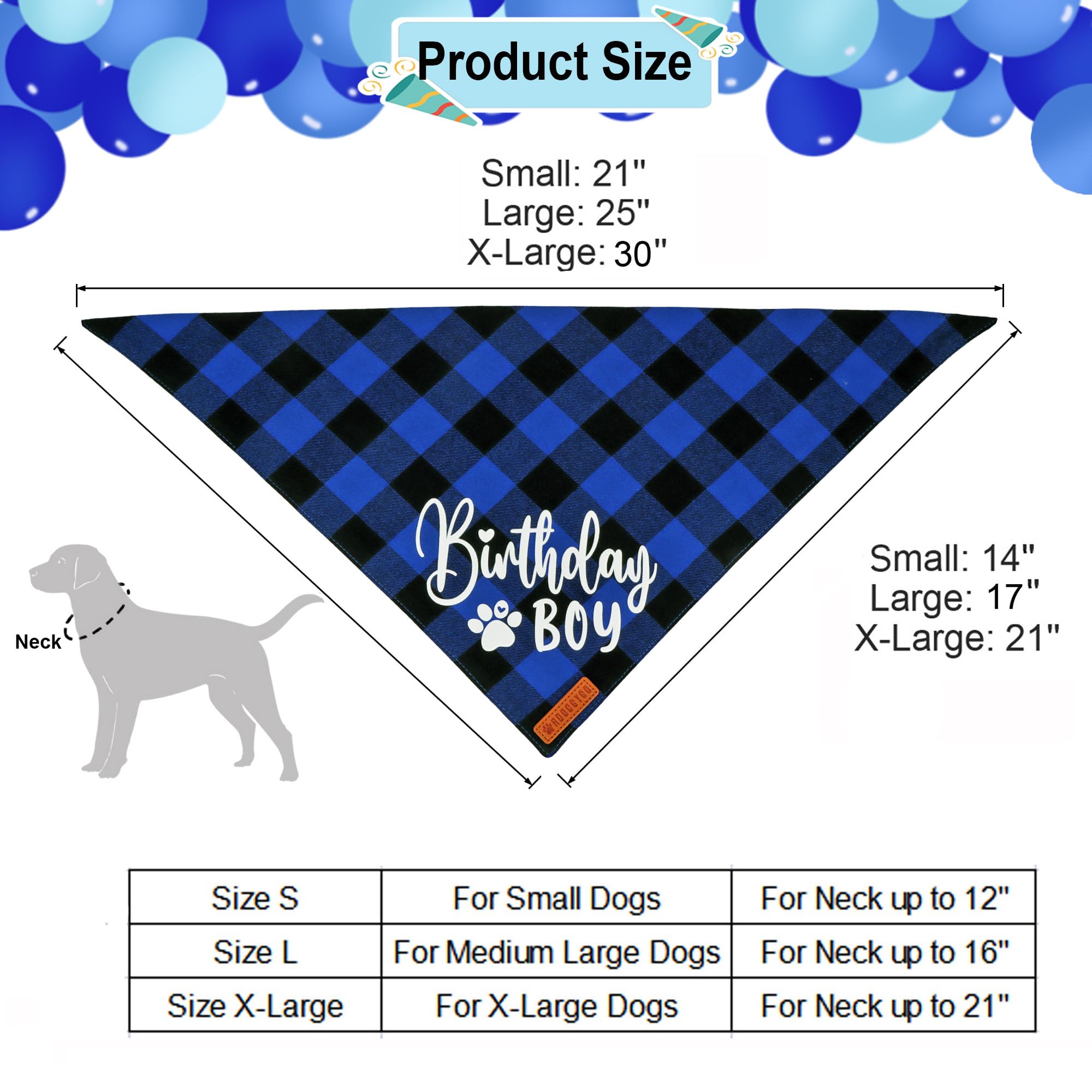 ADOGGYGO Dog Birthday Party Supplies, Blue Plaid Birthday Boy Dog Bandana, Golden Pet Party Hat with Numbers, Bowtie for Extra Large Pets (X-Large)
