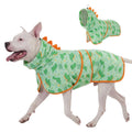 LovinPet 3‑in‑1 Dog Warm Winter Coat & Bathrobe, Hooded Dinosaur Fleece, Lightweight High‑Loft, Absorbent Knit, Quiet Hook‑and‑Loop, Wind‑Blocking Edges, Dog Robes for Medium & Large Dogs, Green,XL
