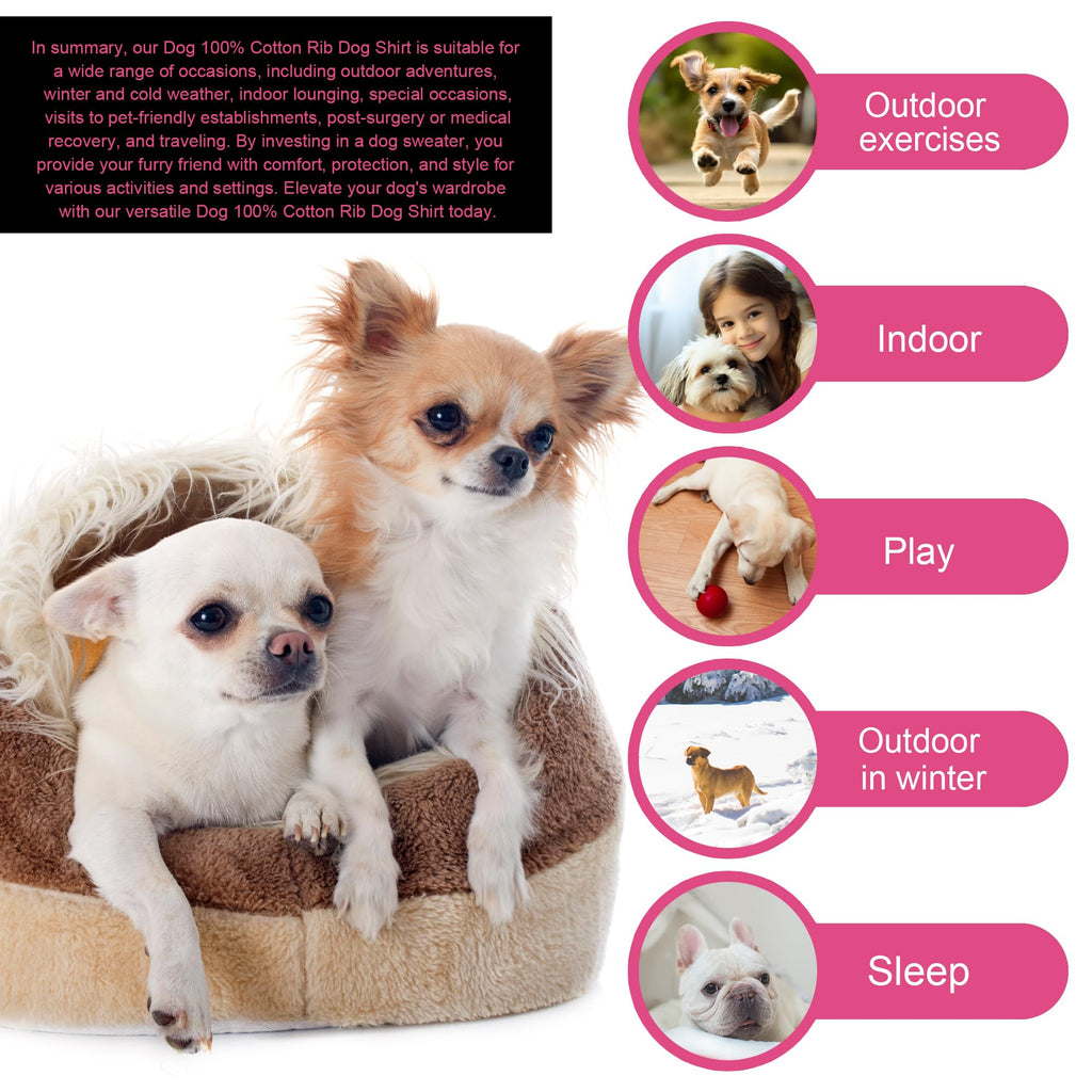 Elevate Your Pet's Comfort and Fashion: Premium 100% Cotton Rib Dog Shirt Vest for Small Breeds Like Chihuahuas, Yorkies, and Puppies .Year-Round Style with Tank-Style Puppy Attire Pink XX-Small