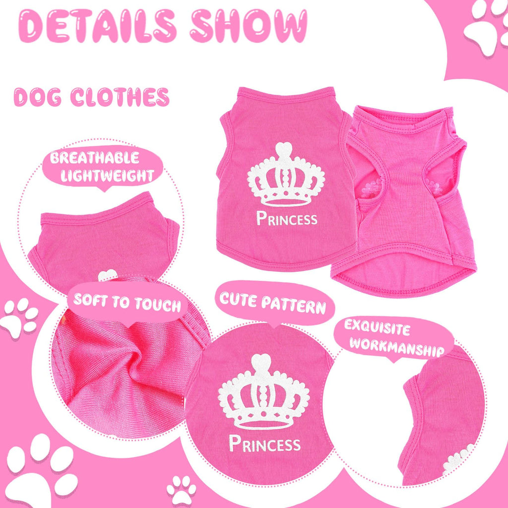 4 Pieces Dog Clothes for Small Dogs Girl Soft Puppy Shirt Cute Chihuahua Teacup Dog Clothes Female Dog Shirts Breathable Pet Clothing Pink Girl Doggie Clothes (XX-Small)