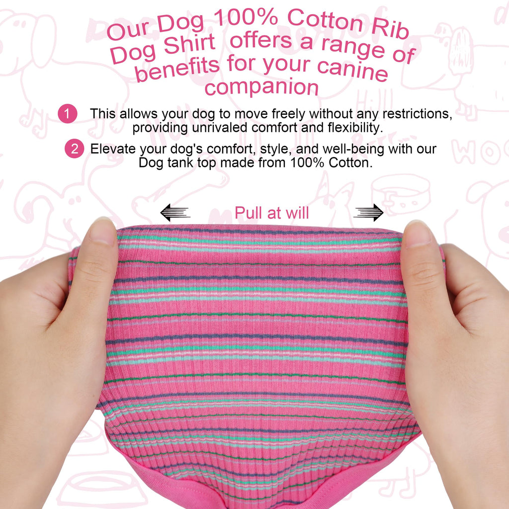 Elevate Your Pet's Comfort and Fashion: Premium 100% Cotton Rib Dog Shirt Vest for Small Breeds Like Chihuahuas, Yorkies, and Puppies .Year-Round Style with Tank-Style Puppy Attire Pink XX-Small